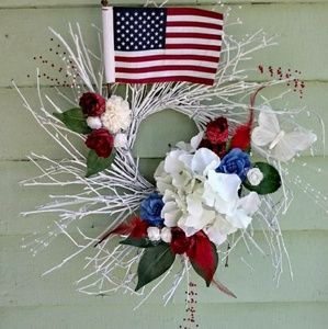 Patriotic wreath and decorated new home decor